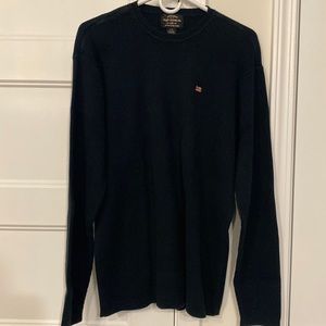 Ralph Lauren deep blue knit crew neck sweater with chest embroidery